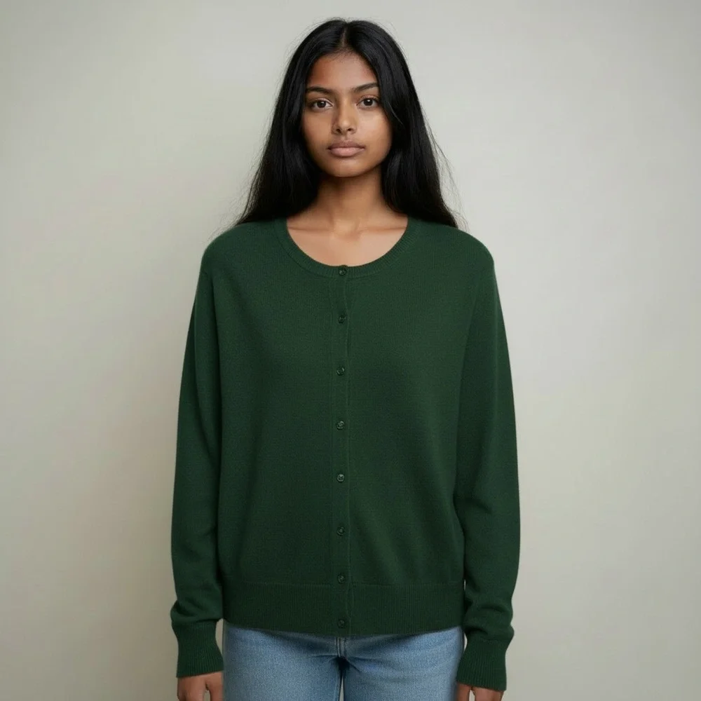 The Limited Collection Button Front Sweater Ribbed Knit Cardigan Top‎ Sz L Green